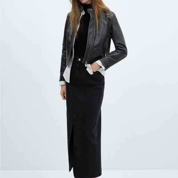 Mango Black Denim Midi Skirt - Picture 2 of 4